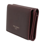 Dolce & Gabbana Leather Embossed Logo Trifold Men Card Holder Dark Brown