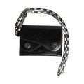 Black Cavallo Leather Wallet Chain Snap Bifold Card Holder