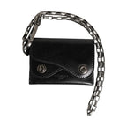 Dolce & Gabbana Black Cavallo Leather Wallet Chain Snap Bifold Card Holder