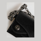 Dolce & Gabbana Black Cavallo Leather Wallet Chain Snap Bifold Card Holder