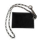 Dolce & Gabbana Black Cavallo Leather Wallet Chain Snap Bifold Card Holder
