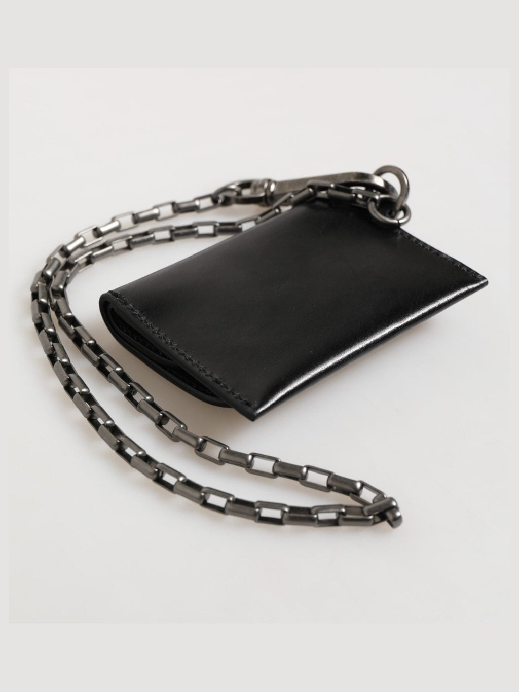 Dolce & Gabbana Black Cavallo Leather Wallet Chain Snap Bifold Card Holder