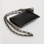 Dolce & Gabbana Black Cavallo Leather Wallet Chain Snap Bifold Card Holder