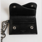 Black Cavallo Leather Wallet Chain Snap Bifold Card Holder
