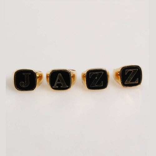 Dolce & Gabbana Gold Tone Brass JAZZ Letter Set 4 Pieces Adjustable Ring