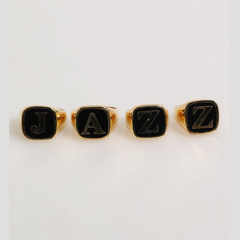 Dolce & Gabbana Gold Tone Brass JAZZ Letter Set 4 Pieces Adjustable Ring
