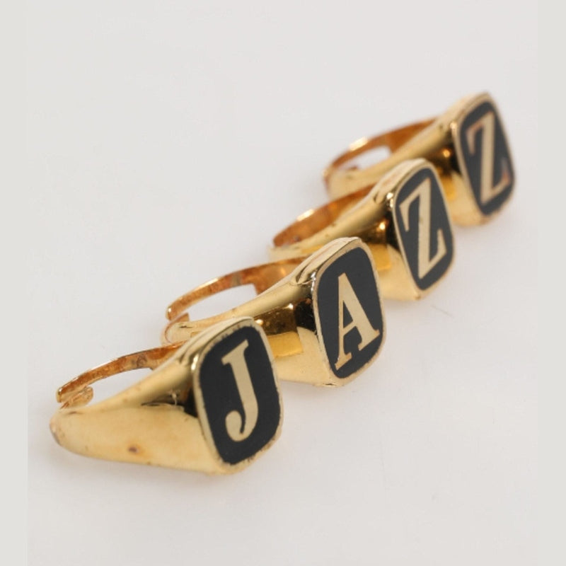 Dolce & Gabbana Gold Tone Brass JAZZ Letter Set 4 Pieces Adjustable Ring