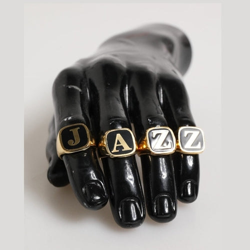 Dolce & Gabbana Gold Tone Brass JAZZ Letter Set 4 Pieces Adjustable Ring