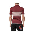 Dolce & Gabbana Cotton Burgundy Striped DG Logo Polo  T-shirt