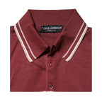 Dolce & Gabbana Cotton Burgundy Striped DG Logo Polo  T-shirt
