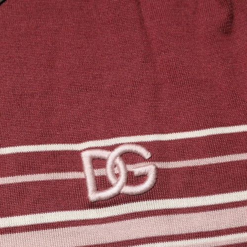 Dolce & Gabbana Cotton Burgundy Striped DG Logo Polo  T-shirt
