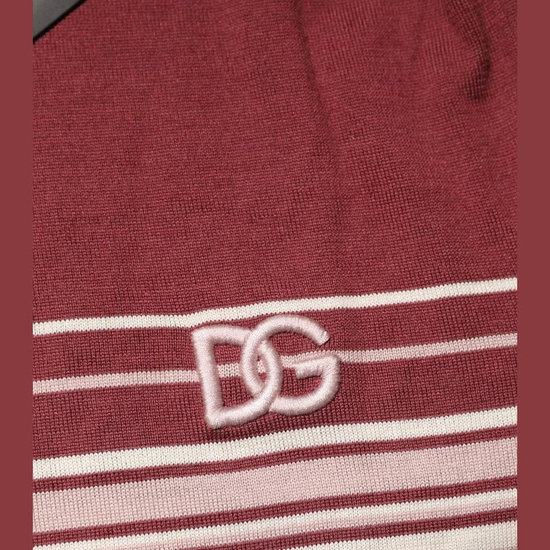 Dolce & Gabbana Cotton Burgundy Striped DG Logo Polo  T-shirt
