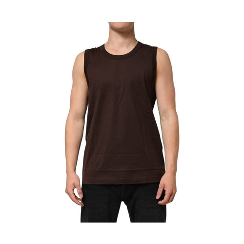 Dolce & Gabbana Brown Cotton Sleeveless Underwear Men Tank Top