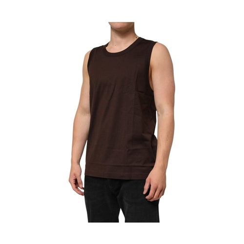 Dolce & Gabbana Brown Cotton Sleeveless Underwear Men Tank Top