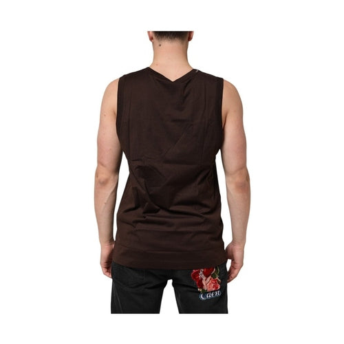 Dolce & Gabbana Brown Cotton Sleeveless Underwear Men Tank Top