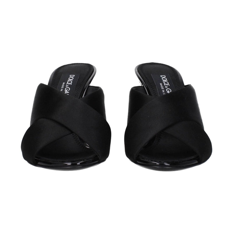 Dolce & Gabbana Black Satin Stiletto Heel Sandals