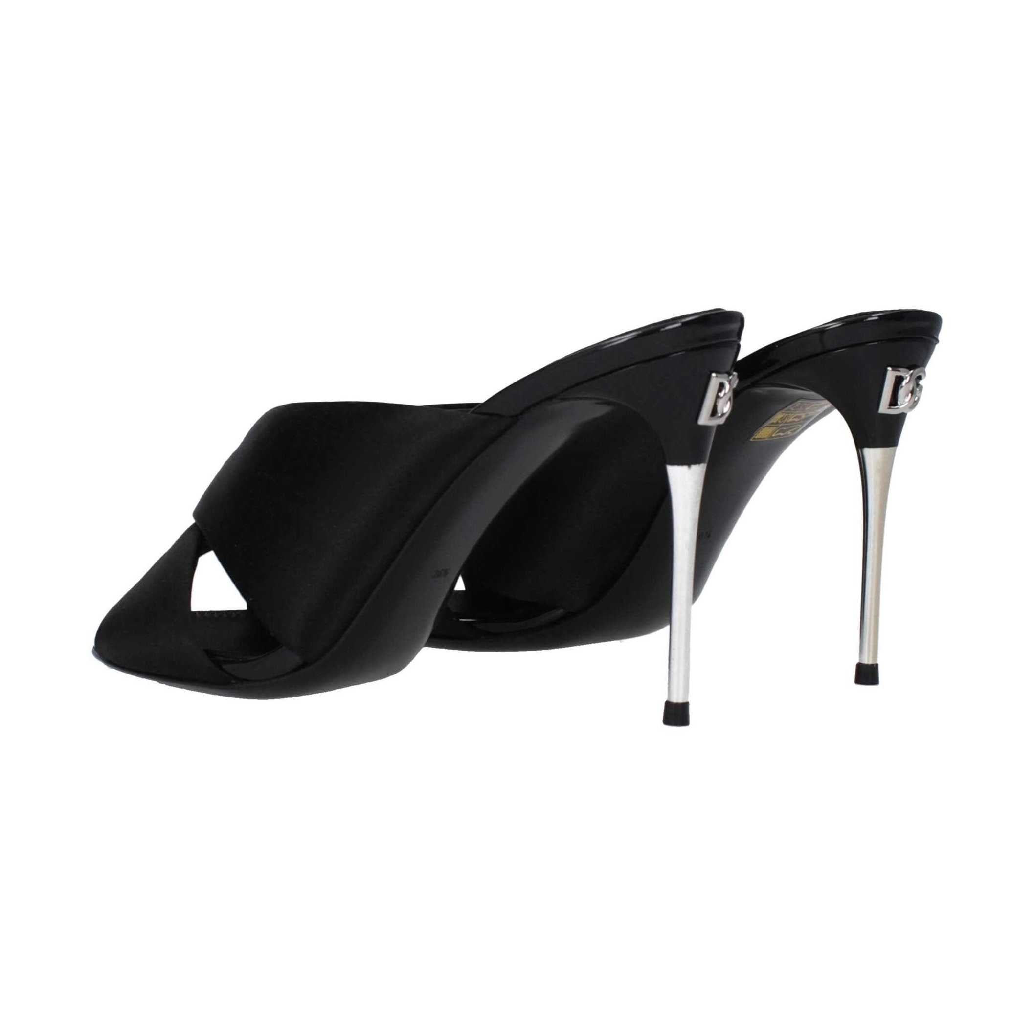 Dolce & Gabbana Black Satin Stiletto Heel Sandals