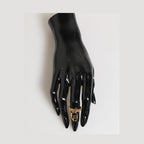 Dolce & Gabbana Gold Tone Brass Oval DG Logo Chain Adjustable Ring