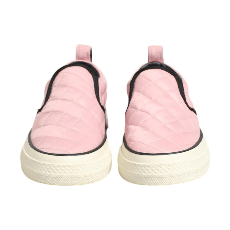 Dolce & Gabbana Pink Quilted Nylon Slip-On Sneaker Shoes