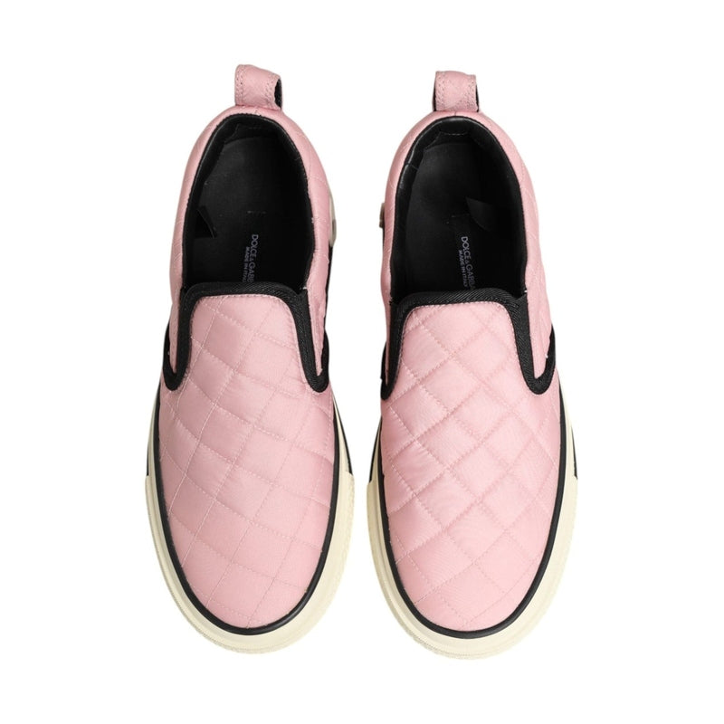 Dolce & Gabbana Pink Quilted Nylon Slip-On Sneaker Shoes