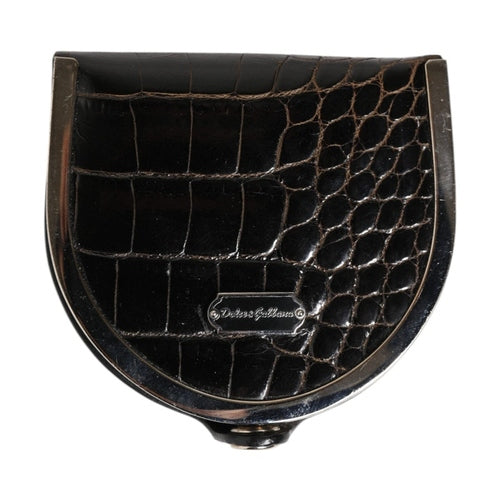 Dolce & Gabbana Black Polished Crocodile Leather Mens Coin Purse Wallet