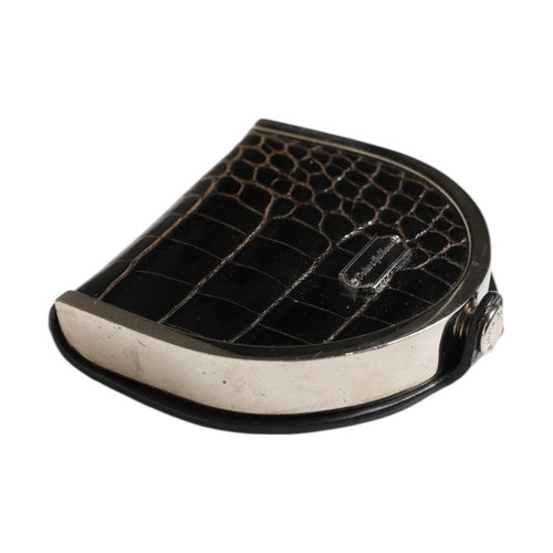 Dolce & Gabbana Black Polished Crocodile Leather Mens Coin Purse Wallet