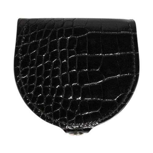 Dolce & Gabbana Black Polished Crocodile Leather Mens Coin Purse Wallet