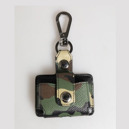 Dolce & Gabbana Multicolor Camouflage Leather Metal Accessory Airpods Case