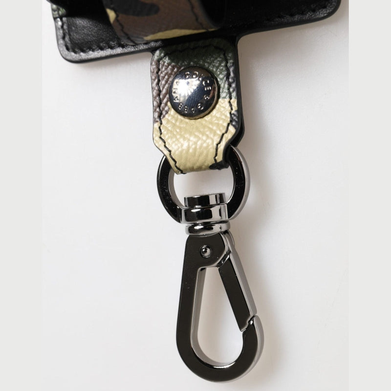 Dolce & Gabbana Multicolor Camouflage Leather Metal Accessory  Airpods Case