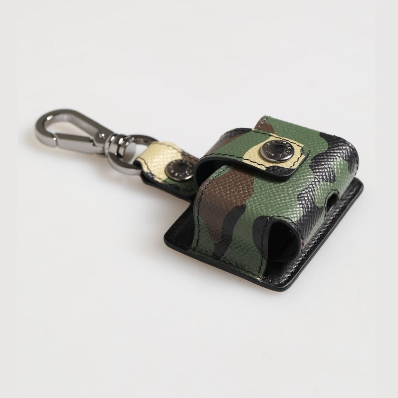 Dolce & Gabbana Multicolor Camouflage Leather Metal Accessory  Airpods Case