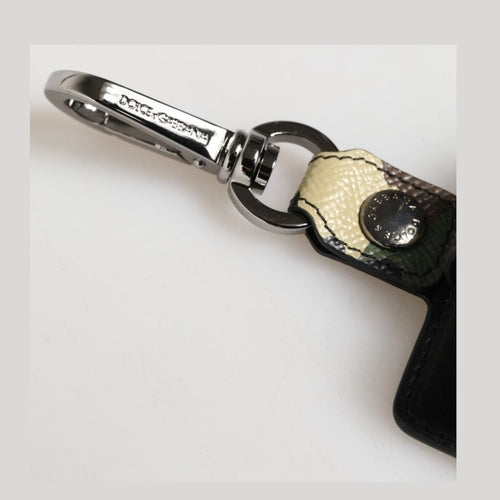 Dolce & Gabbana Multicolor Camouflage Leather Metal Accessory Airpods Case