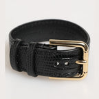 Dolce & Gabbana Black Embossed Leather Gold Buckle Belt Strap Bracelet
