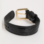 Dolce & Gabbana Black Embossed Leather Gold Buckle Belt Strap Bracelet