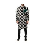 Dolce & Gabbana Black White Logo Print Hooded Coat Men Jacket