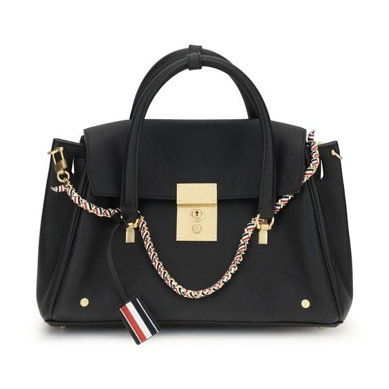 Thom Browne Black Calf Leather Bos Taurus Handbag