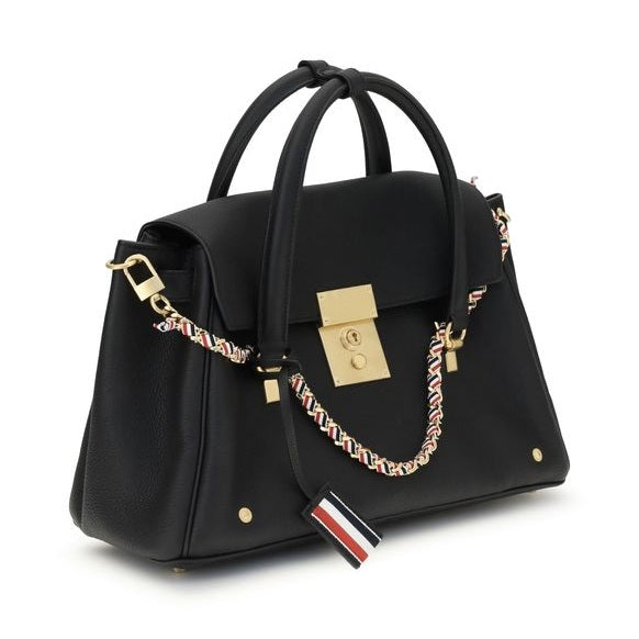Thom Browne Black Calf Leather Bos Taurus Handbag