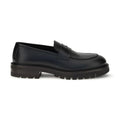 Ferragamo Black Calf Leather Bos Taurus Slip-On Loafers