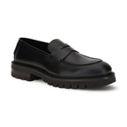 Ferragamo Black Calf Leather Bos Taurus Slip-On Loafers