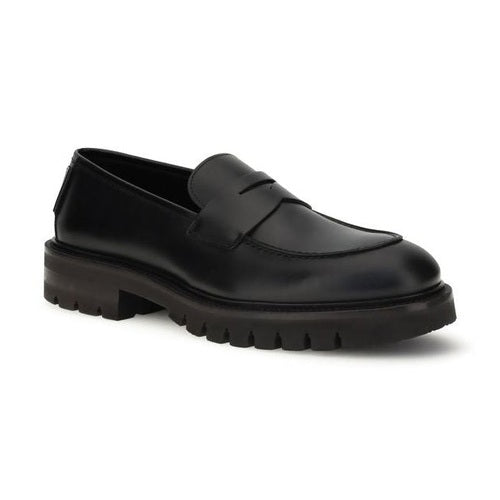 Ferragamo Black Calf Leather Bos Taurus Slip-On Loafers