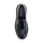Ferragamo Black Calf Leather Bos Taurus Slip-On Loafers