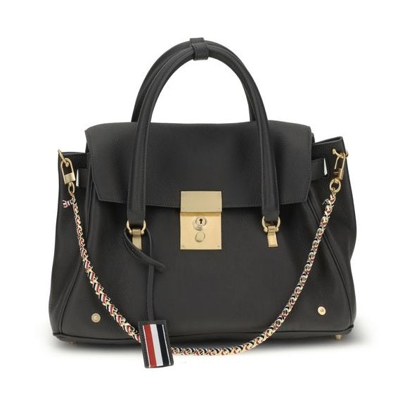 Thom Browne Gray Calf Leather Bos Taurus Handbag