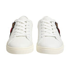 Dolce & Gabbana White Leather Sacred Heart Patch Sneakers Shoes
