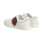 Dolce & Gabbana White Leather Sacred Heart Patch Sneakers Shoes