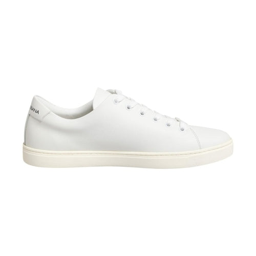 Dolce & Gabbana White Leather Sacred Heart Patch Sneakers Shoes