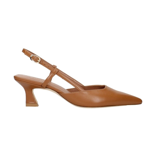 Stuart Weitzman Brown Leather Mid Heel Pumps