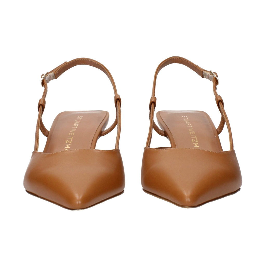 Stuart Weitzman Brown Leather Mid Heel Pumps