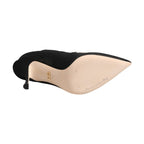 Dolce & Gabbana Black White Embroidered Jersey Stiletto Boots Shoes