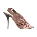 Bronze Satin Ruched Slingback Sandals Shoes