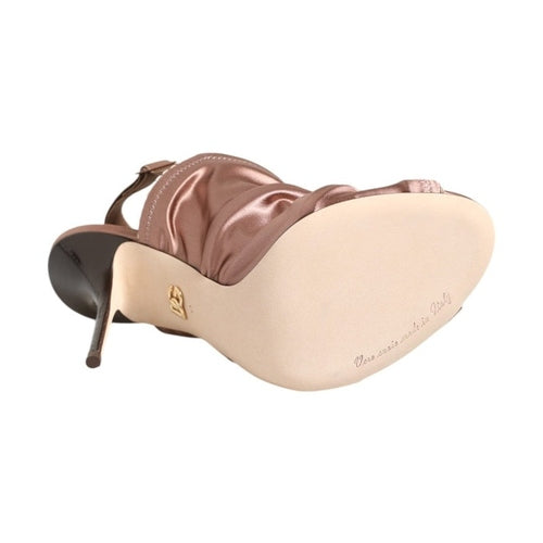 Dolce & Gabbana Bronze Satin Ruched Slingback Sandals Shoes