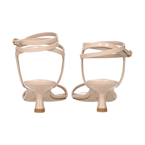 Stuart Weitzman Beige Leather Stiletto Heel Sandals